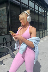 Nalu Pink Sports Bra | Twisted Front for a Sculpted Fit